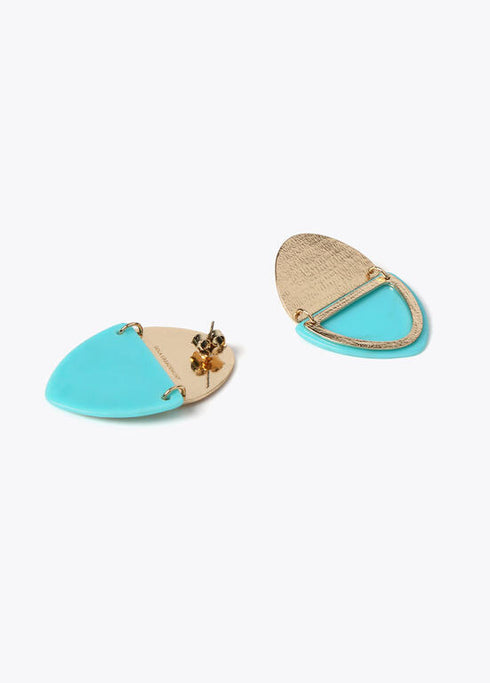 Pendientes LOLA CASADEMUNT doble pieza metal y acrilico METAL-AZUL