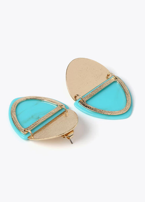 Pendientes LOLA CASADEMUNT doble pieza metal y acrilico METAL-AZUL