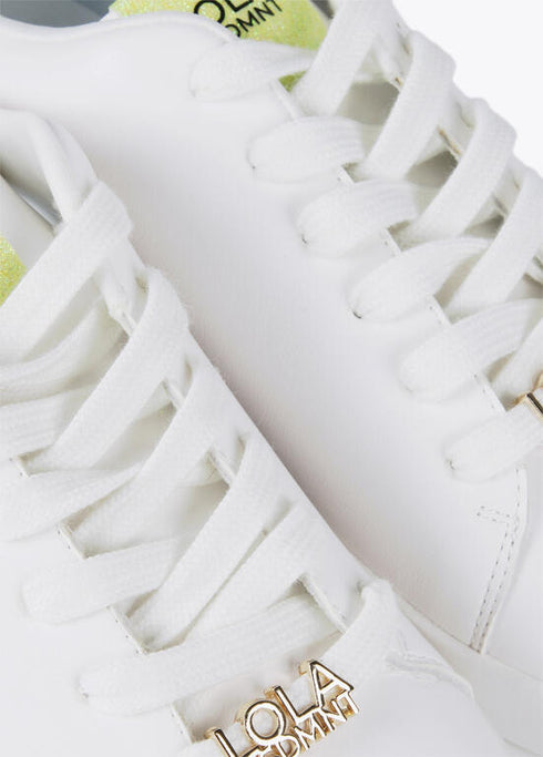 Deportiva LOLA CASADEMUNT con detalle LC perforado BLANCO-AMARILLO