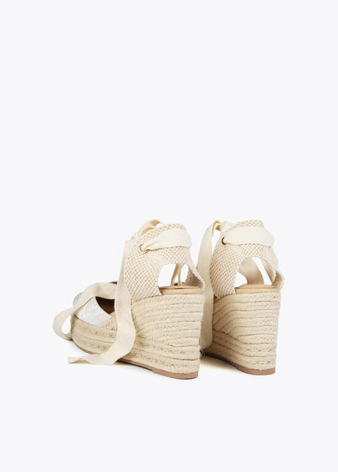 Cuña LOLA CASADEMUNT en efecto fibra natural con rejilla personaliza CRUDO