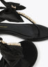 Sandalia LOLA CASADEMUNT de dedo con detalle lazo y pedrería NEGRO