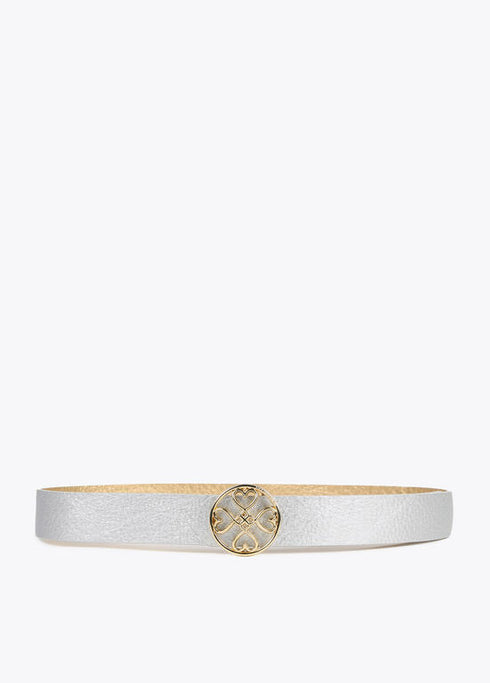 Cinturon LOLA CASADEMUNT reversible trebol corazones infinitos METAL-METAL