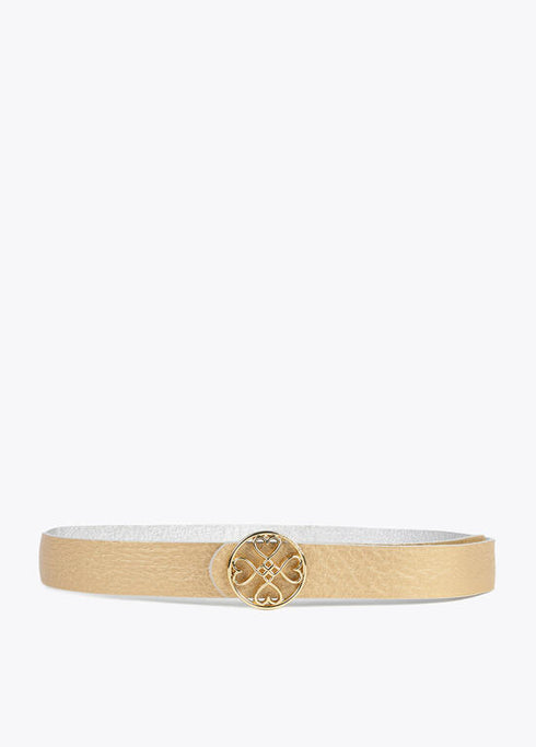 Cinturon LOLA CASADEMUNT reversible trebol corazones infinitos METAL-METAL