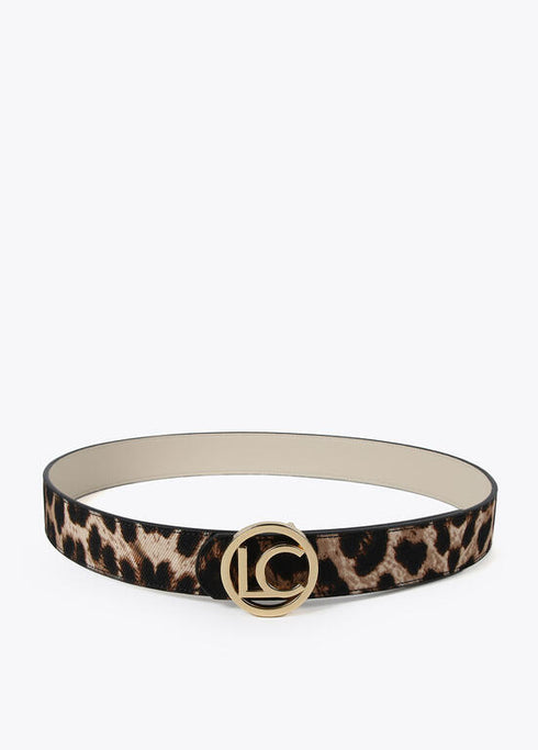 Cinturon reversible LOLA CASADEMUNT animal print LC NEGRO- MARRON