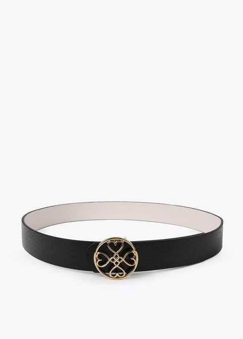 Cinturon reversible LOLA CASADEMUNT trebol corazones infinitos NEGRO- CRUDO