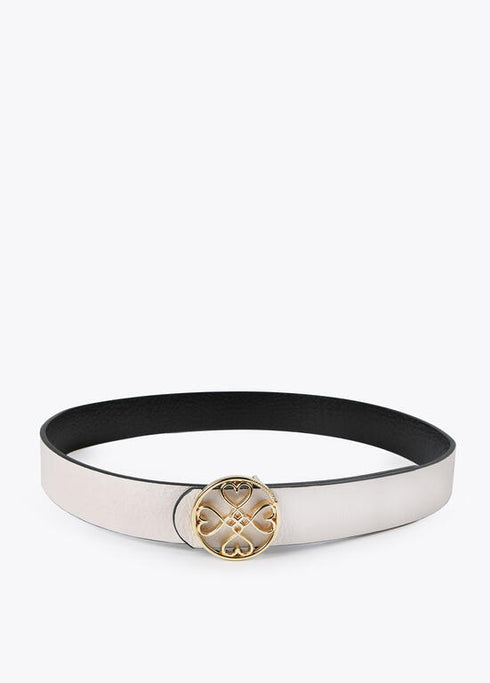 Cinturon reversible LOLA CASADEMUNT trebol corazones infinitos NEGRO- CRUDO