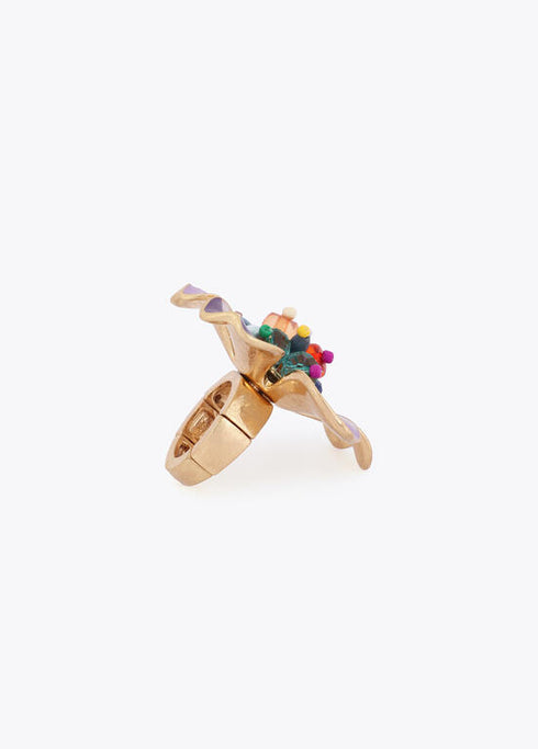 Anillo de Flor Lacada con Abalorios Multicolor Lola Casademunt
