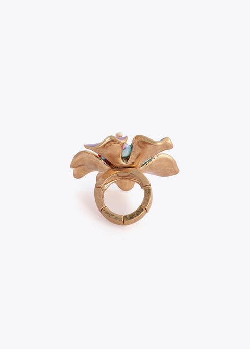 Anillo de Flor Lacada con Abalorios Multicolor Lola Casademunt