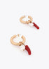 Pendientes de Aro con Charms de Coral y Perla Lola Casademunt