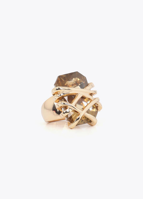 Anillo Maxi Cristal con Detalle Metálico Lola Casademunt