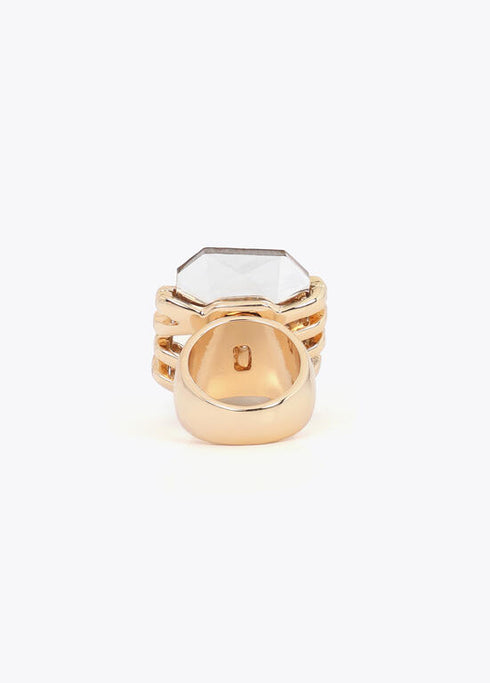 Anillo Maxi Cristal con Detalle Metálico Lola Casademunt