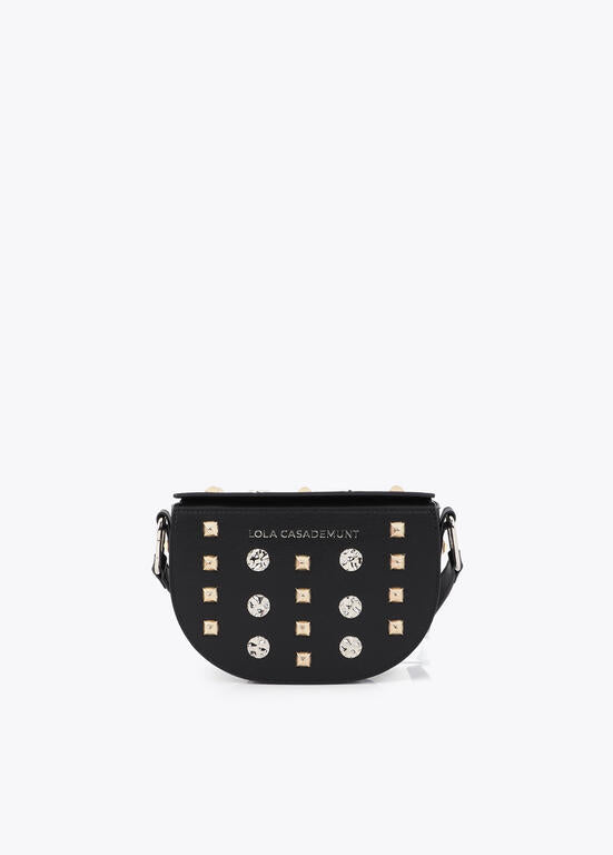 Bandolera bag con tachas oro y plata NEGRO
