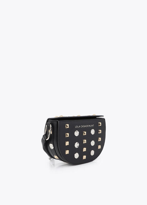 Bandolera bag con tachas oro y plata NEGRO