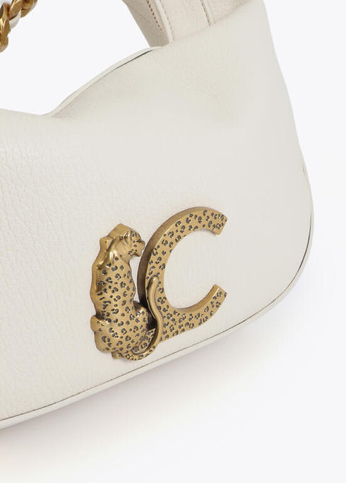 Bolso media luna con LC animal y cadena CRUDO
