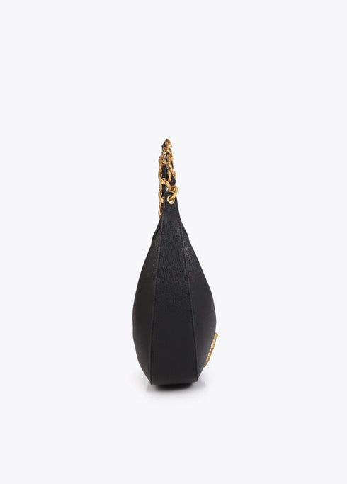 Bolso media luna con LC animal y cadena NEGRO