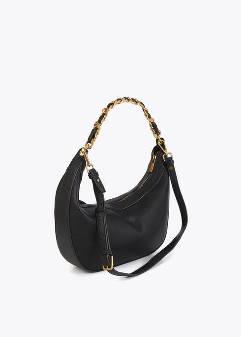 Bolso media luna con LC animal y cadena NEGRO