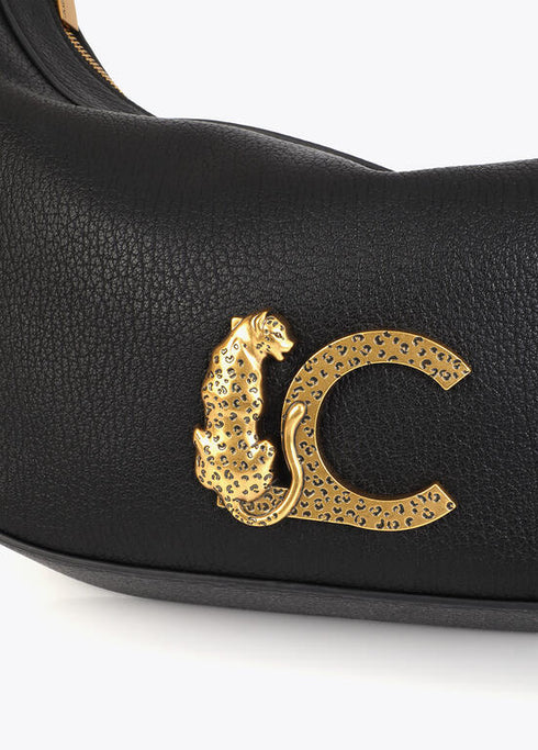Bolso media luna con LC animal y cadena NEGRO