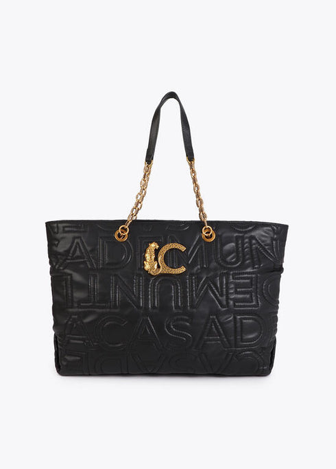 Shopper pespunte logo NEGRO