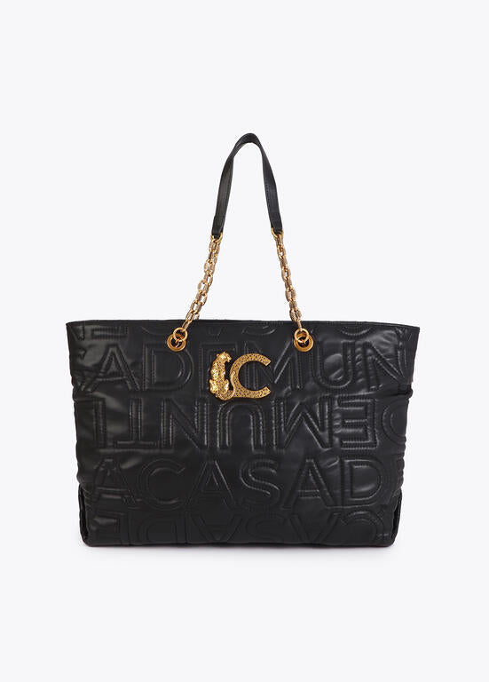 Shopper pespunte logo NEGRO