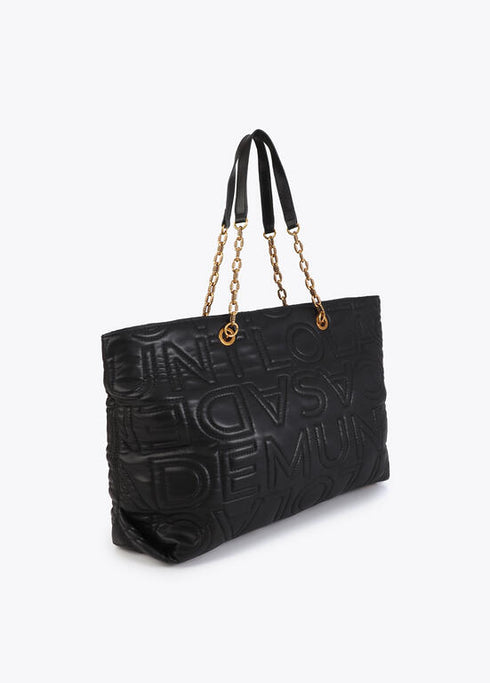 Shopper pespunte logo NEGRO