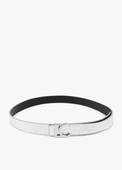 Cinturón reversible hebilla LC metalizado plata NEGRO-METAL