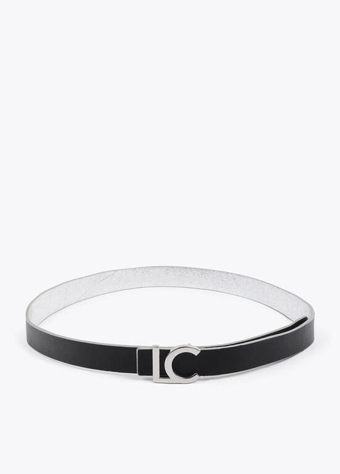 Cinturón reversible hebilla LC metalizado plata NEGRO-METAL