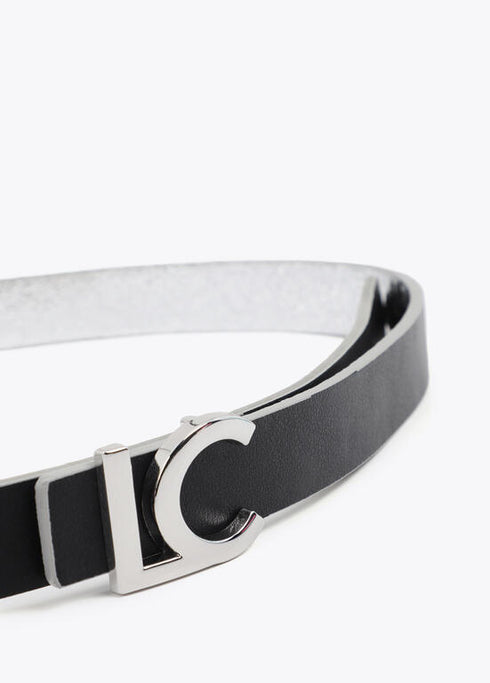 Cinturón reversible hebilla LC metalizado plata NEGRO-METAL