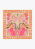 Pañuelo satinado con diferentes motivos florales y tigres ROSA-AMARILLO
