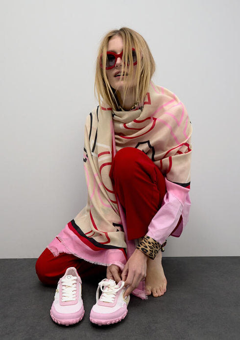 Fular estampado con letras logo CRUDO-MULTICOLO