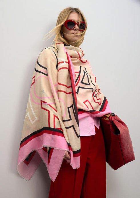 Fular estampado con letras logo CRUDO-MULTICOLO