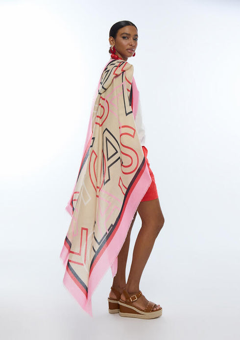 Fular estampado con letras logo CRUDO-MULTICOLO