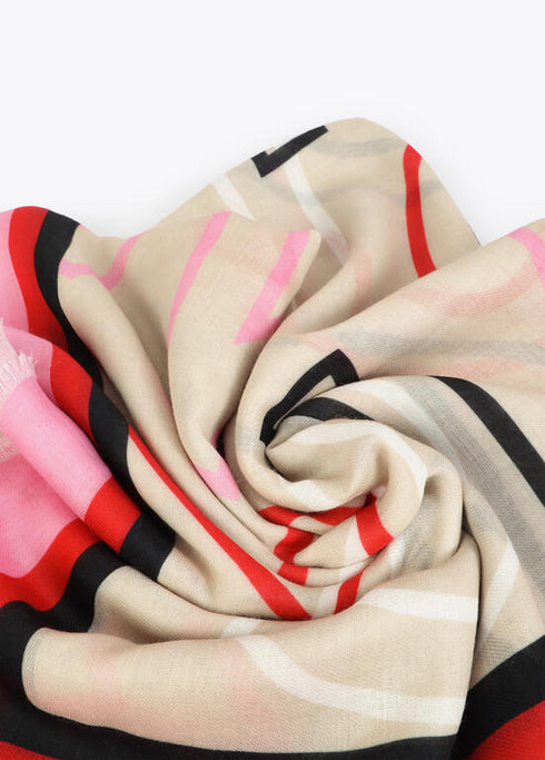 Fular estampado con letras logo CRUDO-MULTICOLO