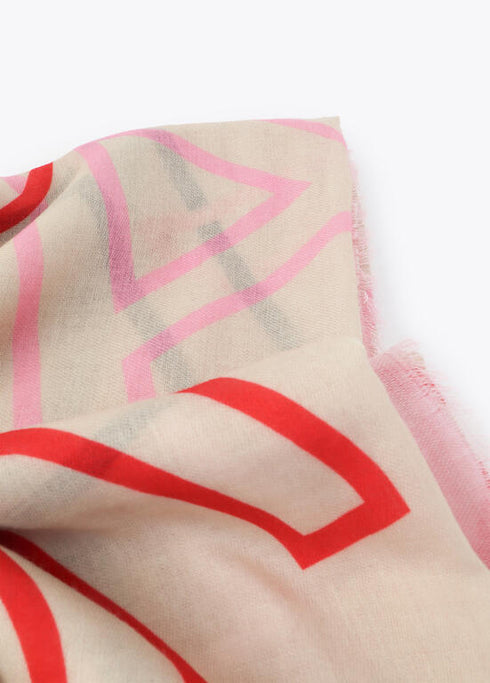 Fular estampado con letras logo CRUDO-MULTICOLO