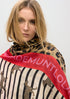 Fular estampado combinado de rallas y leopardos MARRON-MULTICOL