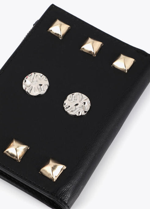 Monedero con tachas oro y plata NEGRO