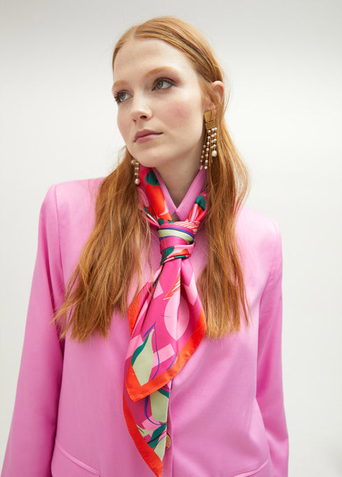 Pañuelo satinado flores tropicales ROSA - MULTICOLOR LOLA CASADEMUNT