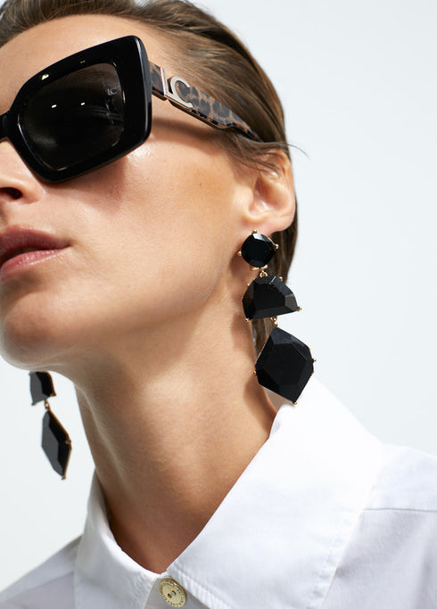 Pendientes piezas geometricas METAL-NEGRO