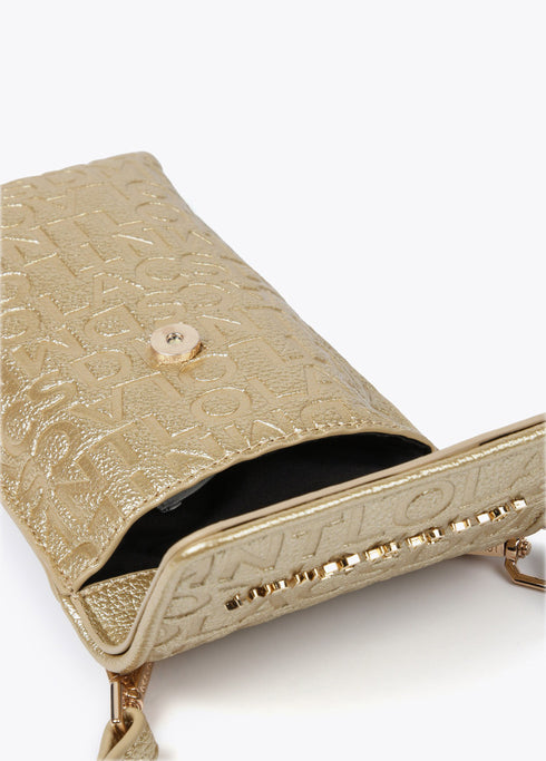 Porta movil efecto piel monograma DORADO LOLA CASADEMUNT