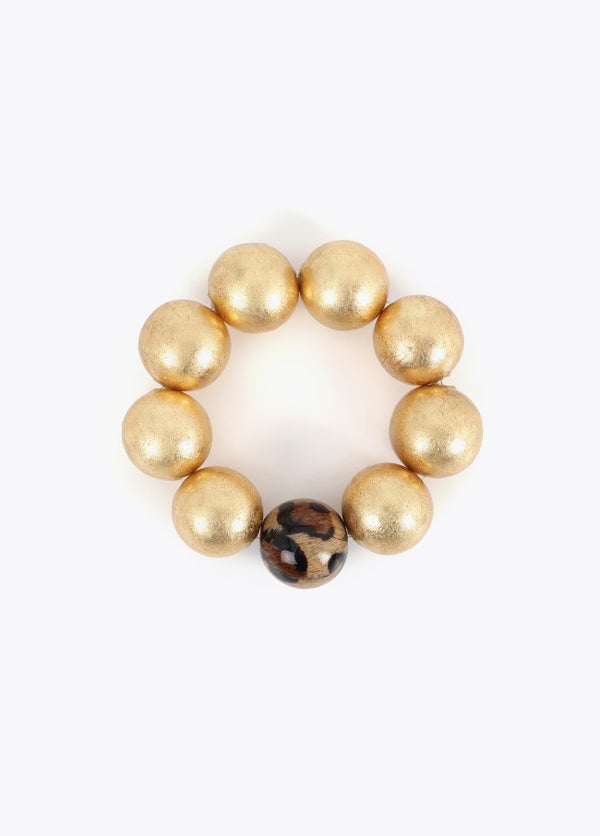 Pulsera Cuentas Maxi con Detalle Animal Print