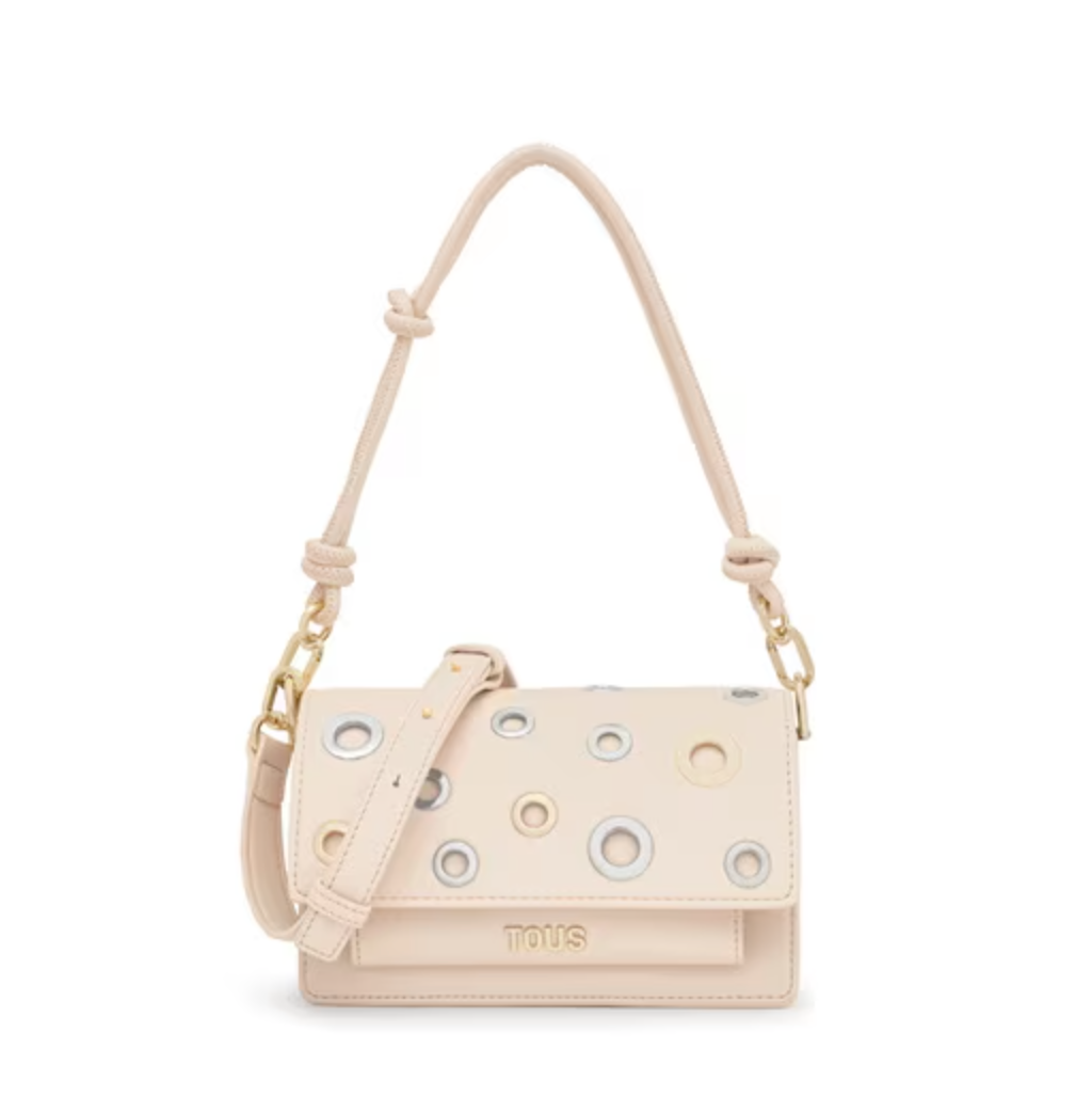 Bandolera pequeña beige Audree Eyelets