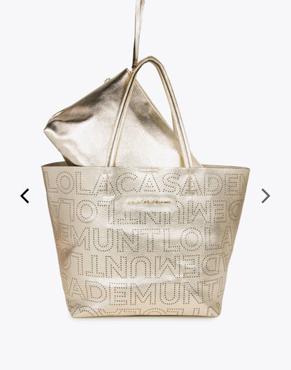 SHOPPER DORADO LOGOTIPADO Lola Casademunt