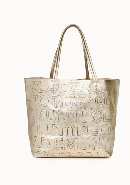 SHOPPER DORADO LOGOTIPADO Lola Casademunt