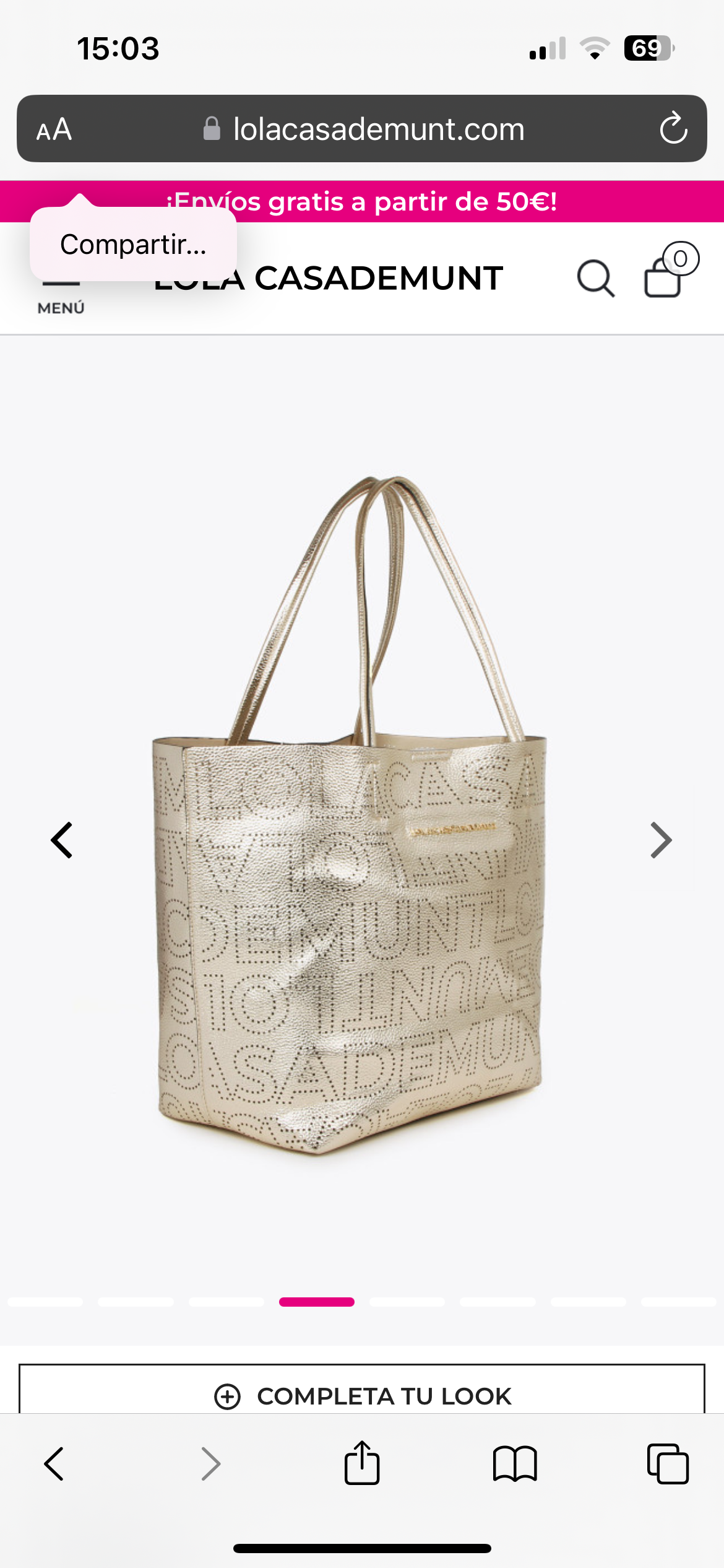 SHOPPER DORADO LOGOTIPADO Lola Casademunt