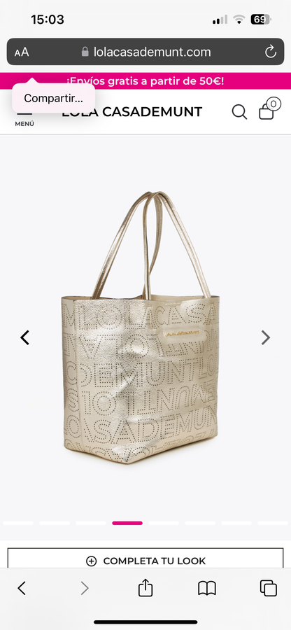 SHOPPER DORADO LOGOTIPADO Lola Casademunt