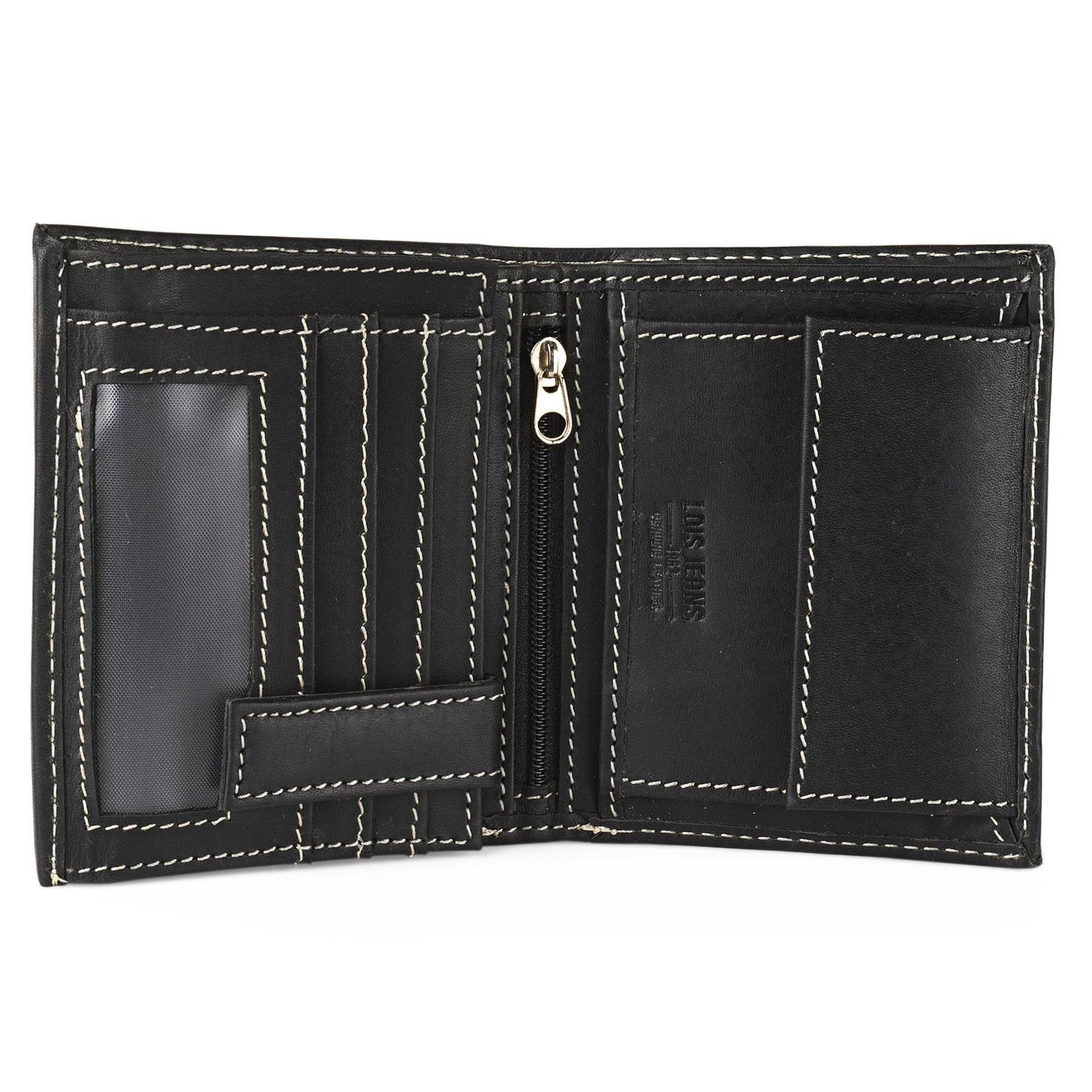 Cartera De Piel Hombre Lois Valin Negra