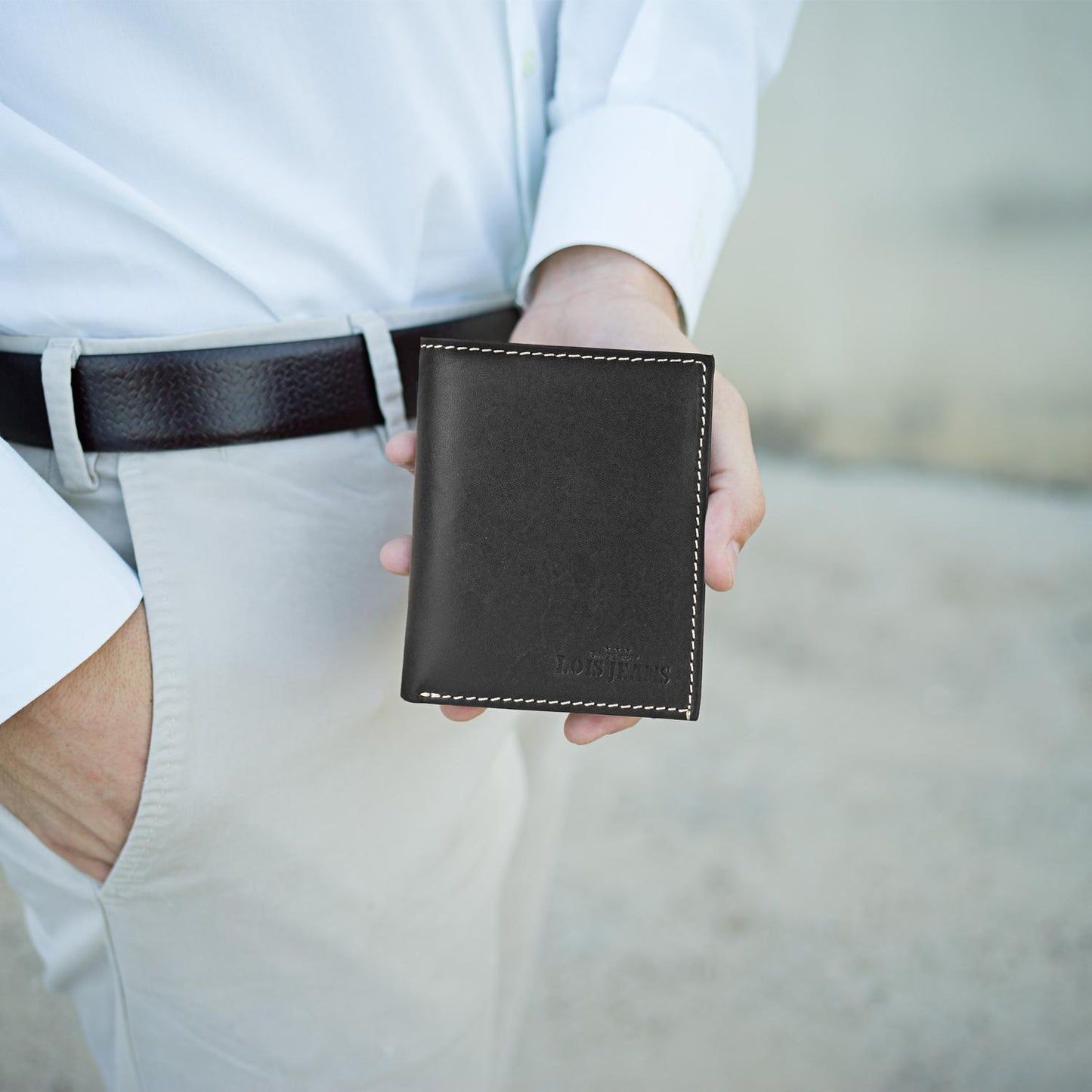 Cartera De Piel Hombre Lois Valin Negra