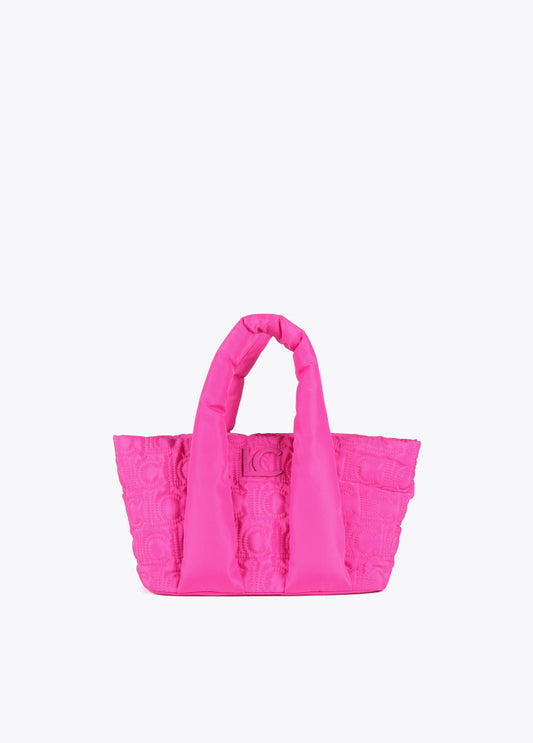 Shopper mediano y acolchado monograma FUCSIA