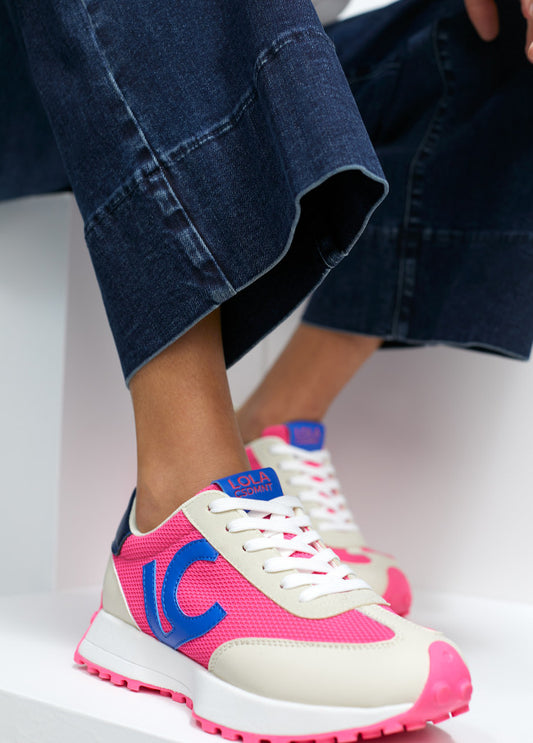 Deportivas con detalles en rosa flúor y azul ROSA-