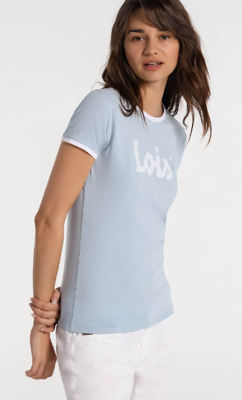Camiseta Lois Basic. Celeste